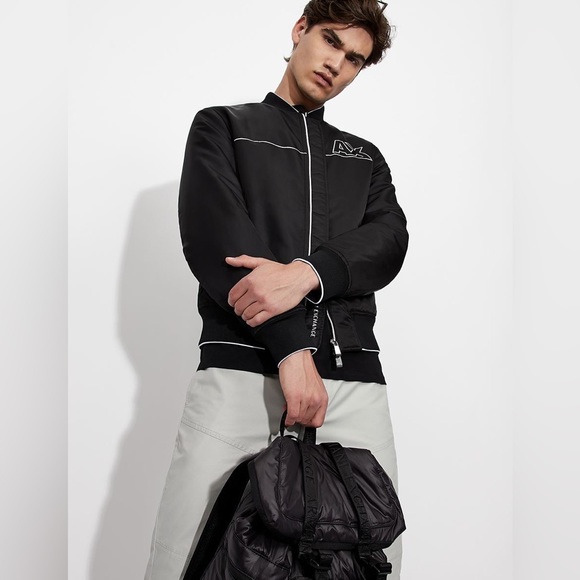 Armani Exchange SATIN NYLON TWILL BOMBER JACKET 6KZB28 ZNJWZ 1200 - Picture 2 of 9